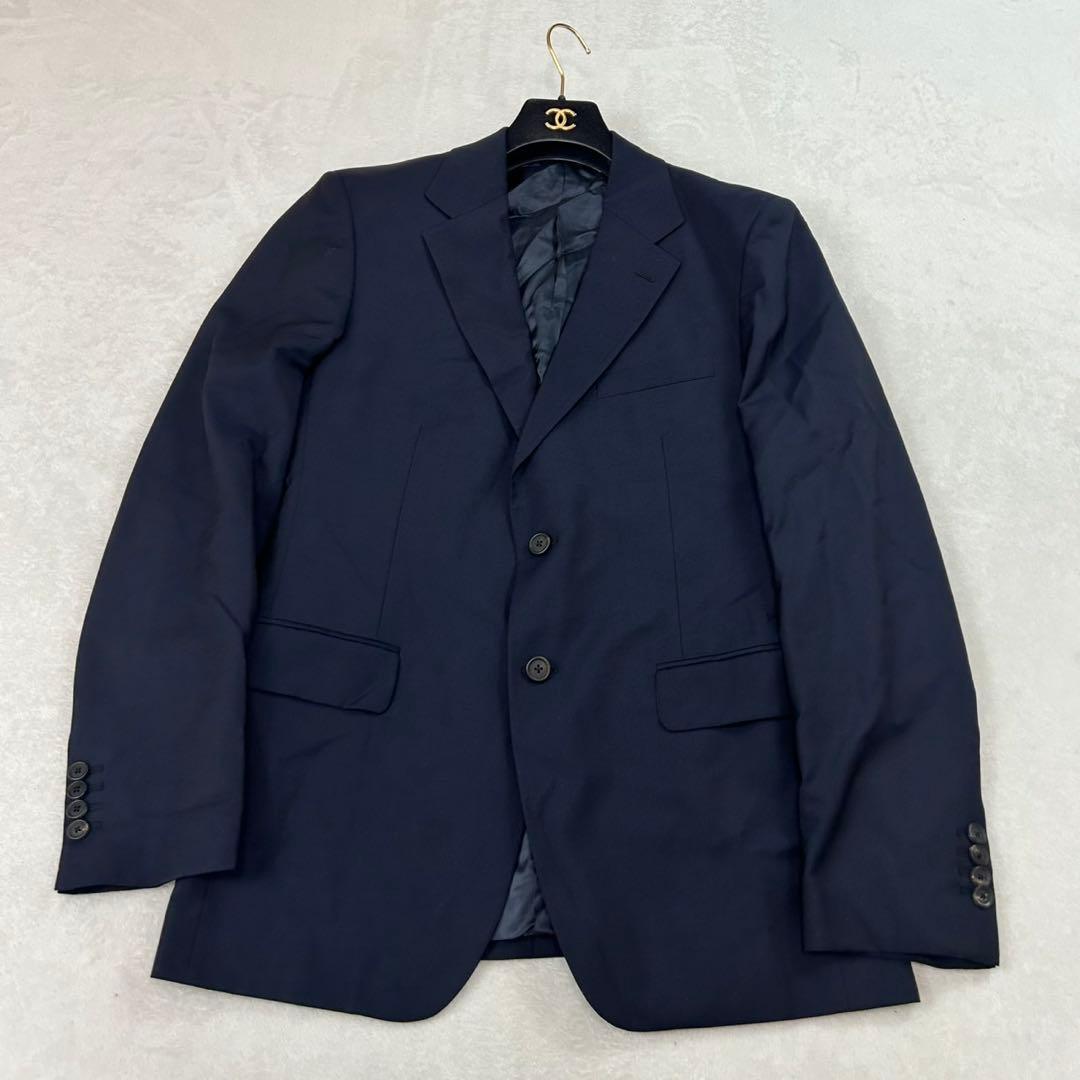 J470 L 48 プラダ シングル モヘア混 ネイビー スーツ 上下 メンズ