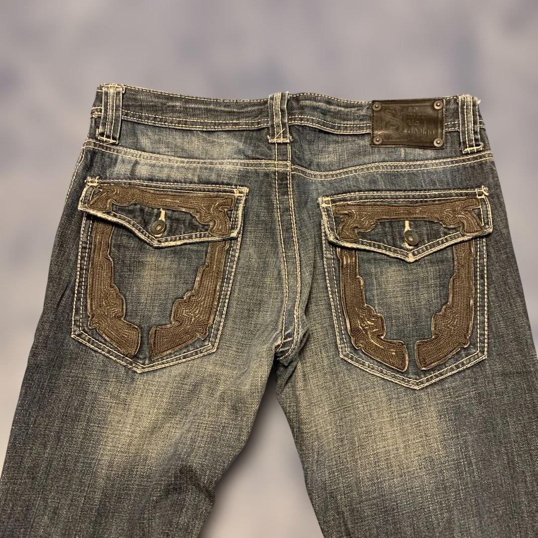 パンツ semantic design gimmick flared denim Y2K