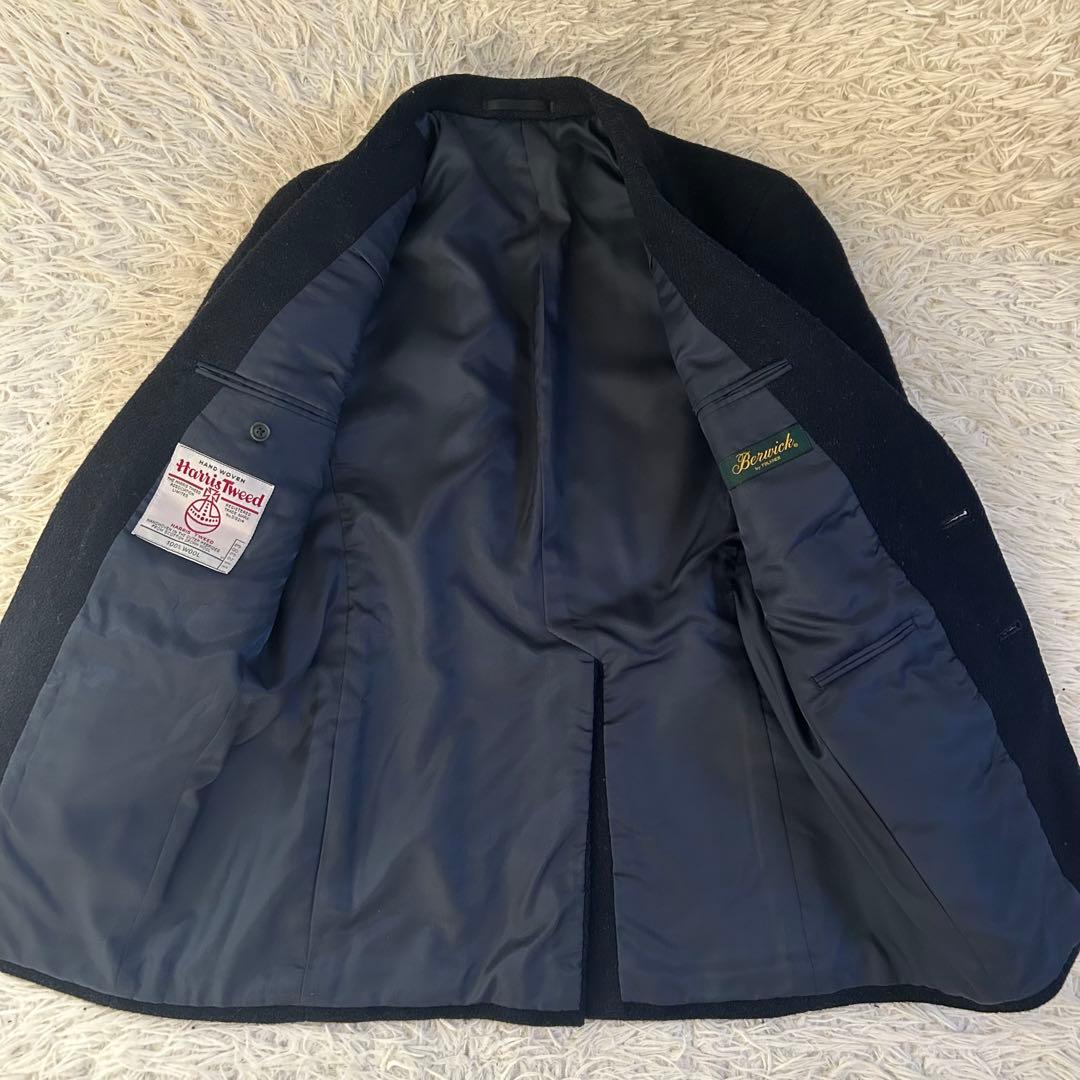 美品　Harris Tweed ネイビー テーラードジャケット　ウール
