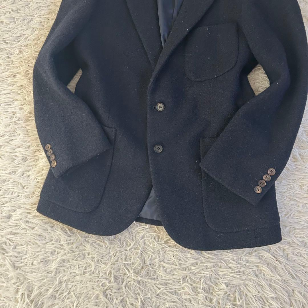 美品　Harris Tweed ネイビー テーラードジャケット　ウール