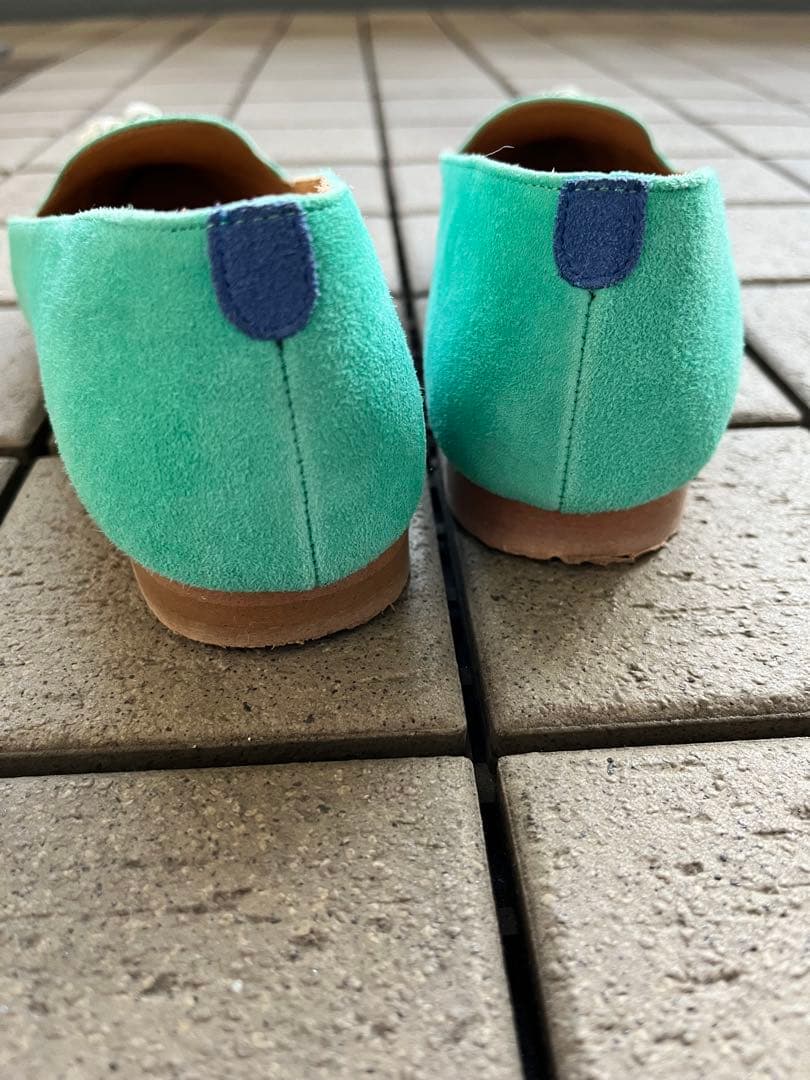 シャテル　ポインテッドトウフラットシューズ　グリーン　サイズ37