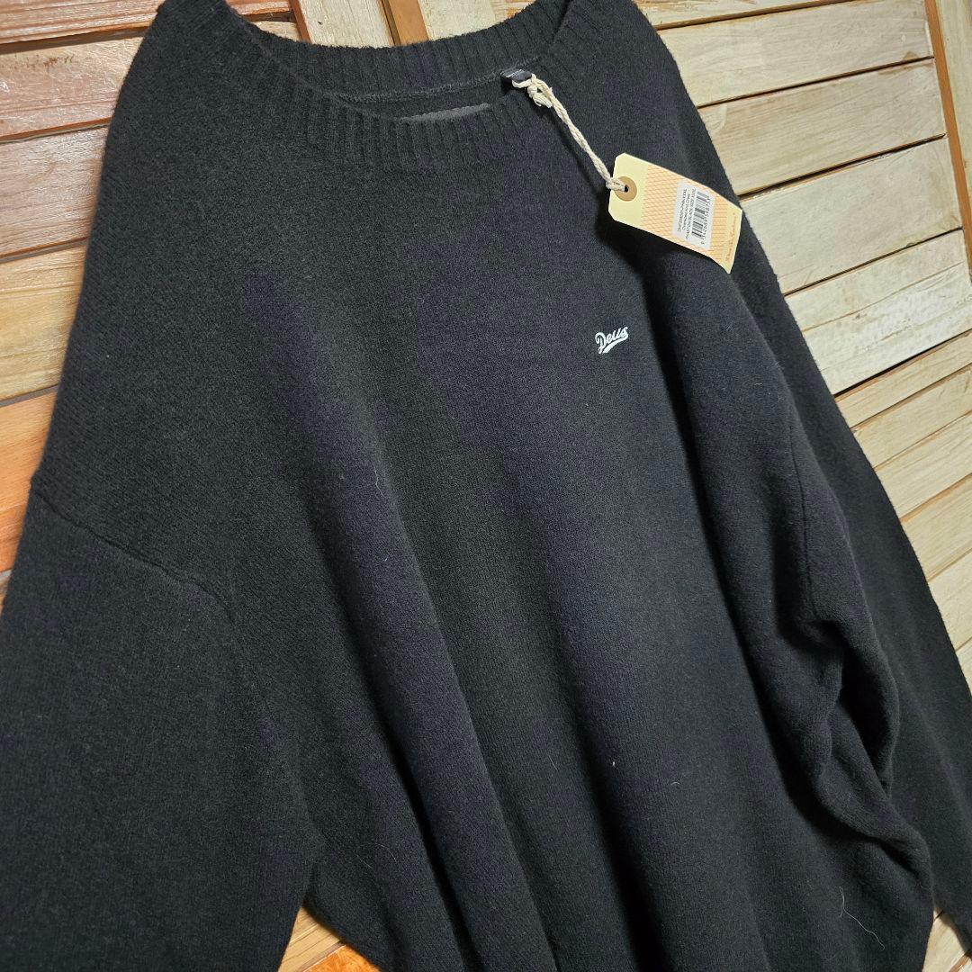 新品 DEUS デウス オーバーサイズ ニット 刺繍ロゴ ブラック XXXL