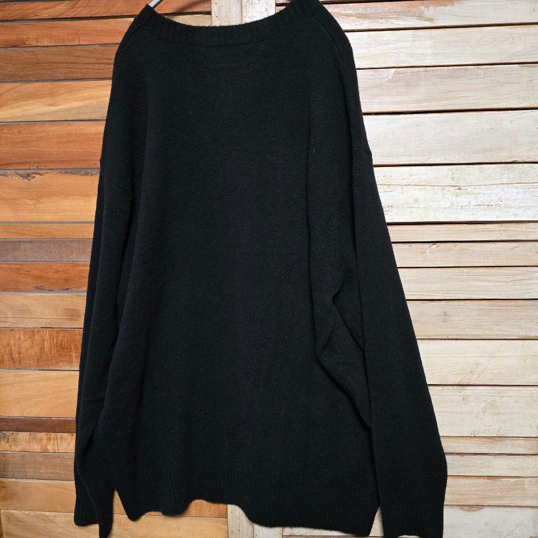新品 DEUS デウス オーバーサイズ ニット 刺繍ロゴ ブラック XXXL