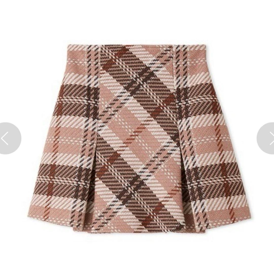 SNIDEL ロービングチェックスカート ピンク ミニスカート