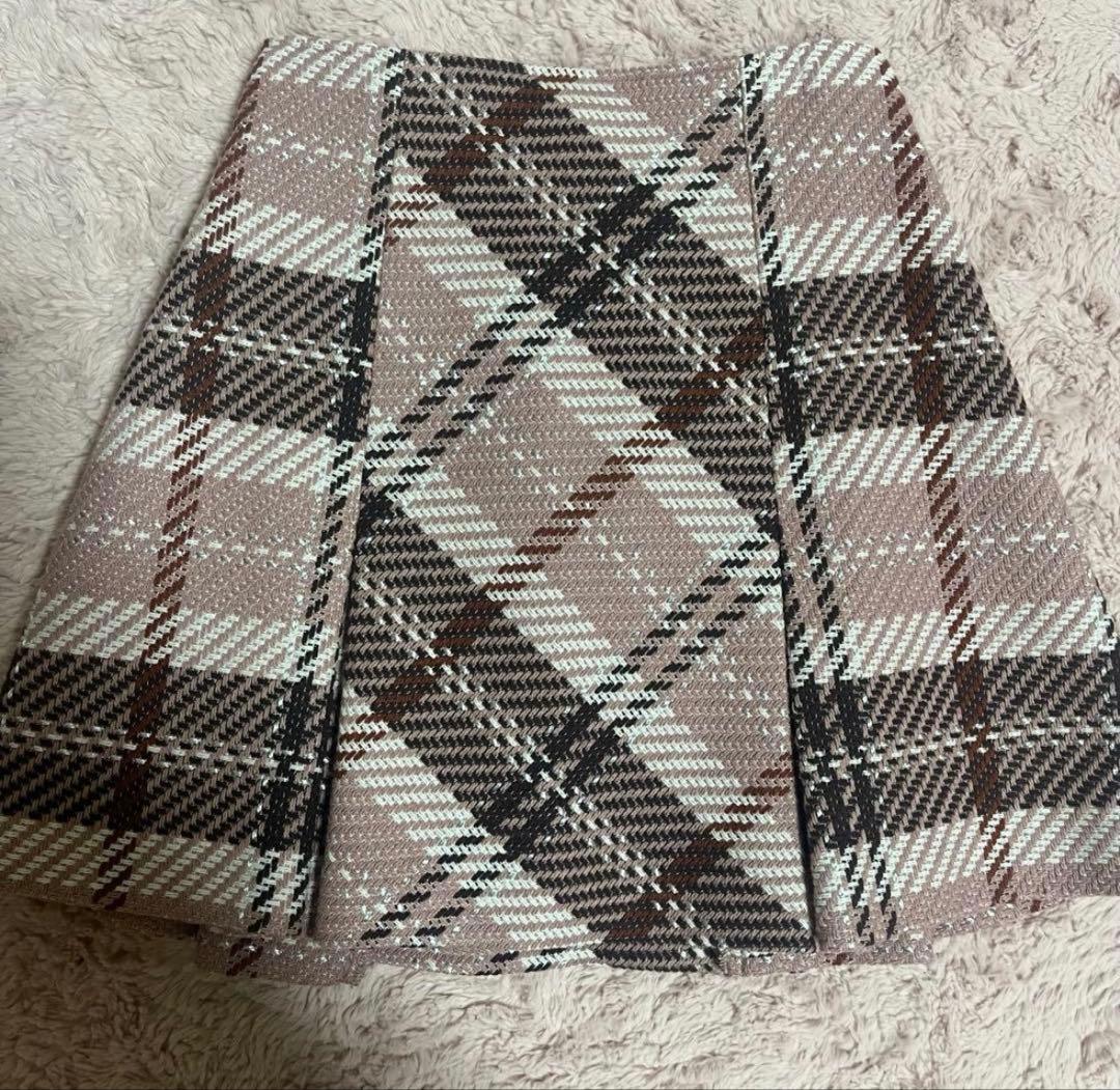 SNIDEL ロービングチェックスカート ピンク ミニスカート