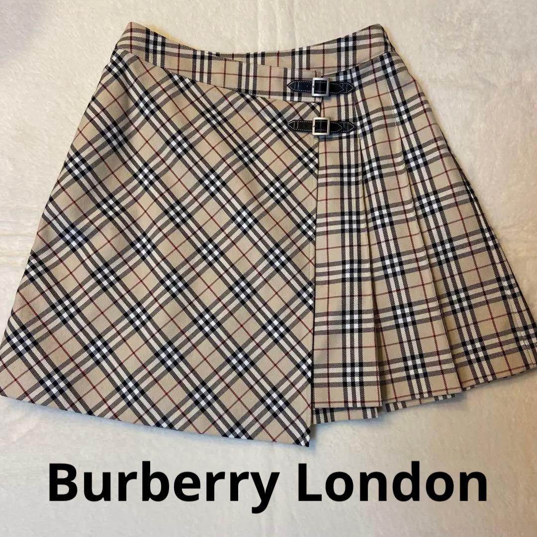 美品 Burberry London ノバチェック プリーツミニスカート
