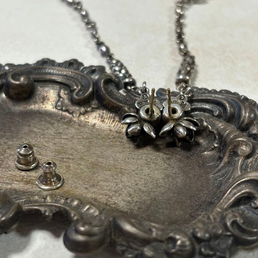 専用　　シルバー925 ブラッディマリー　ウォーターローズピアス k18 両耳