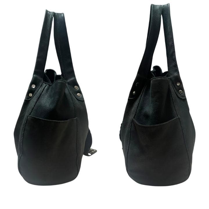 TRES トレ ハンドバッグ 本革 スタッズ ブラック トートバッグ 肩掛け