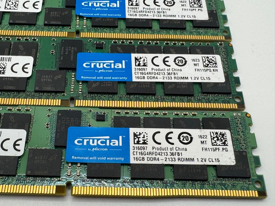 ⑦Crucial 16GB DDR4-2133P RDIMM 4枚セット