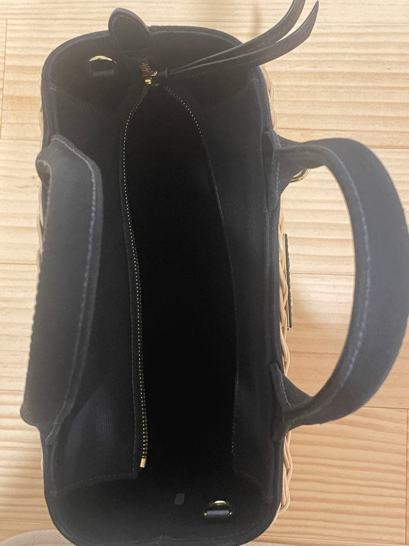 PRADA ラタン かごバッグ ベージュ/ブラック