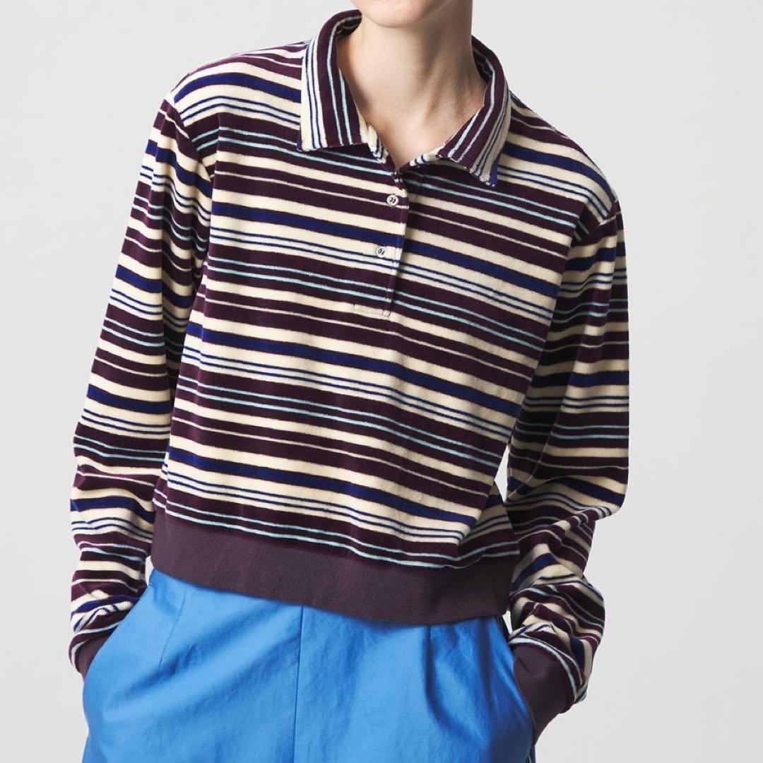 ROKU 6 ベロア ボーダー ポロシャツ 美品