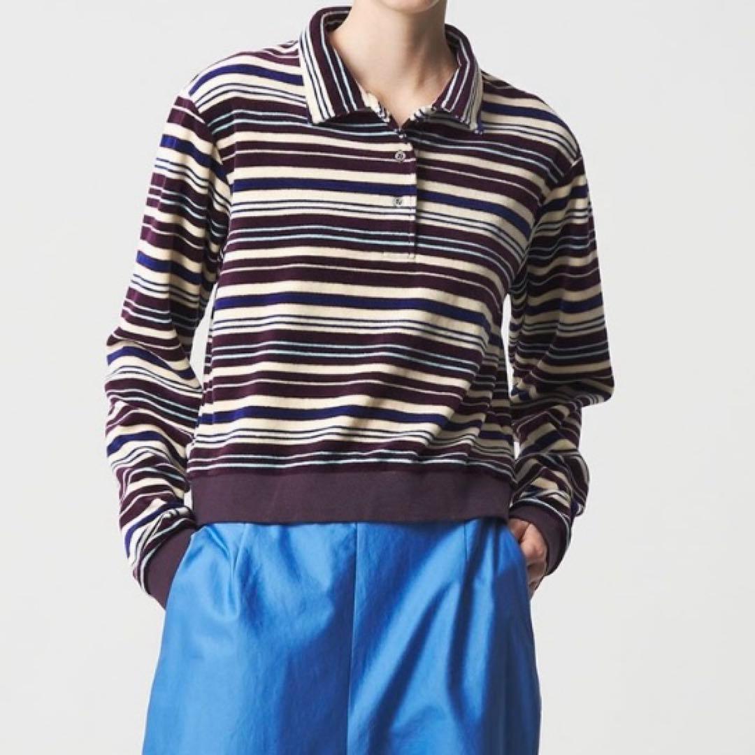 ROKU 6 ベロア ボーダー ポロシャツ 美品