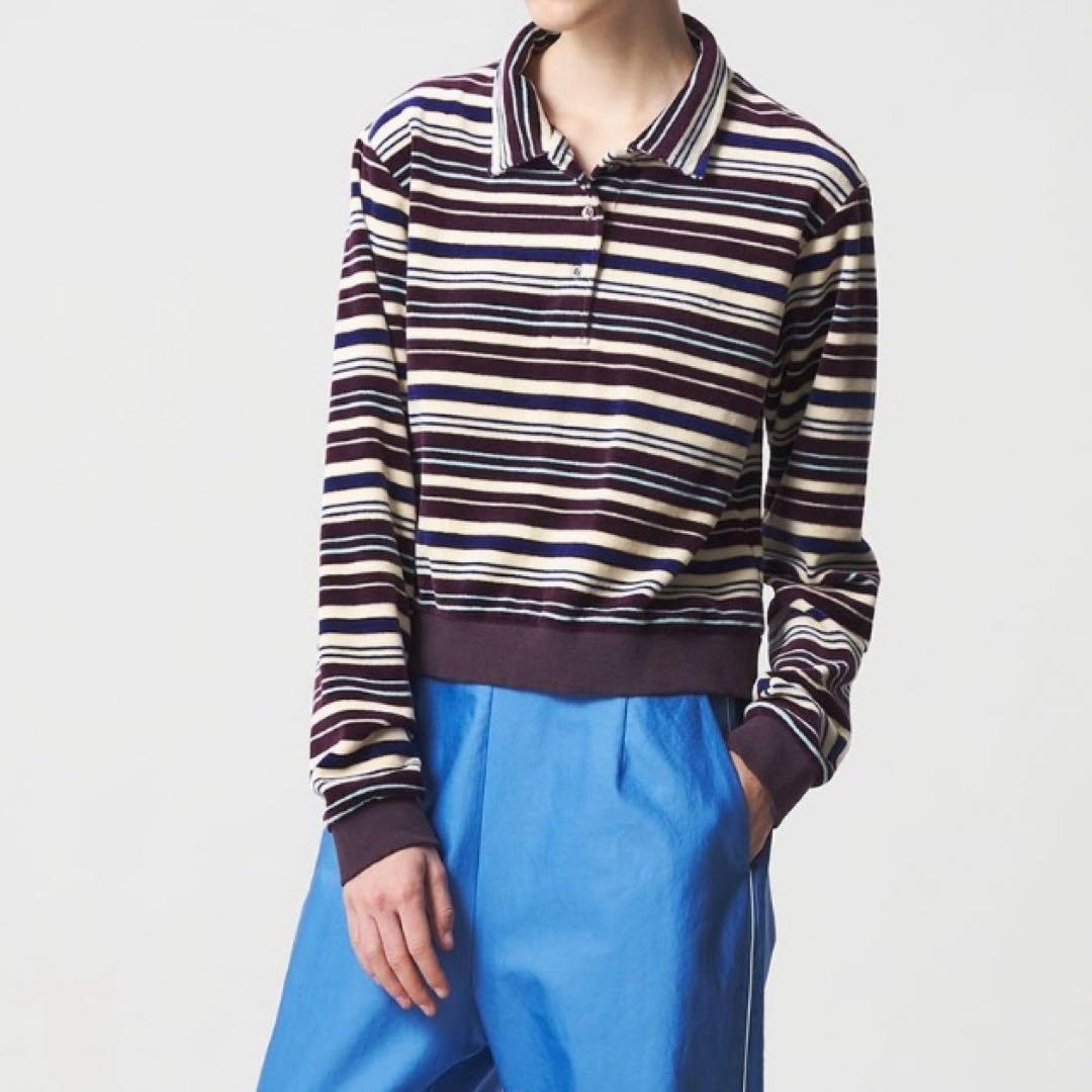 ROKU 6 ベロア ボーダー ポロシャツ 美品