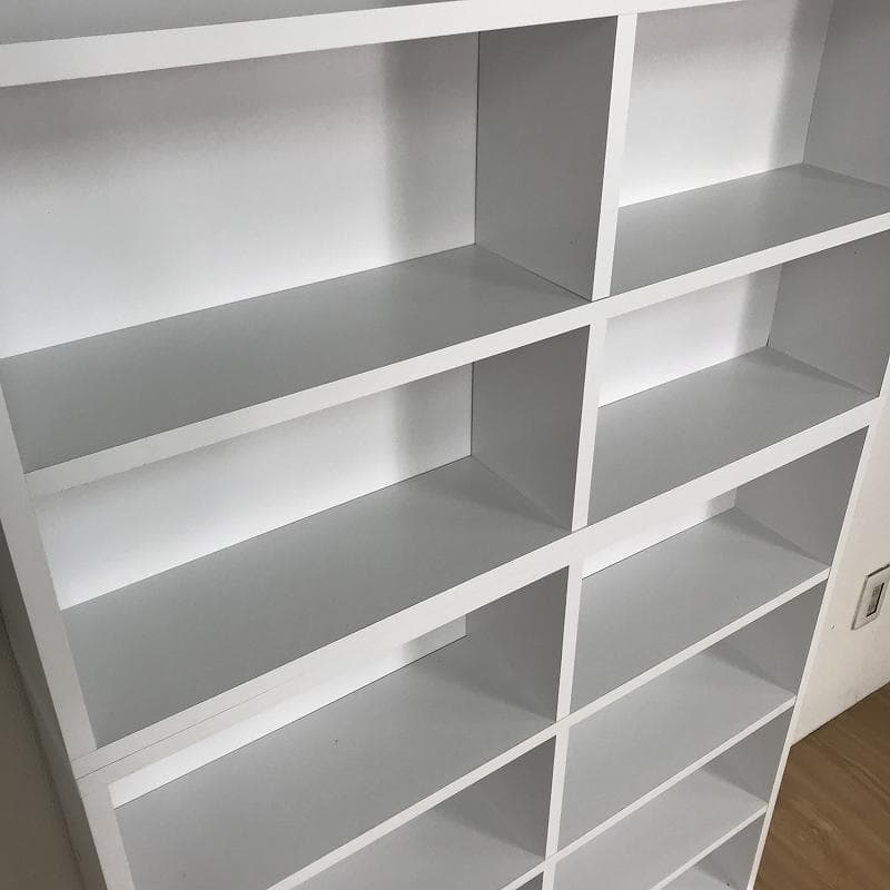 №6090【新品】縦置き・横置きのできる書棚セット90㎝×2個組 WH☆