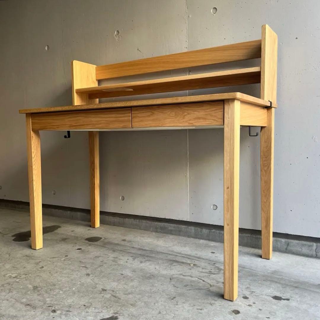 美品★無印 木製デスク オーク材 上置き棚付