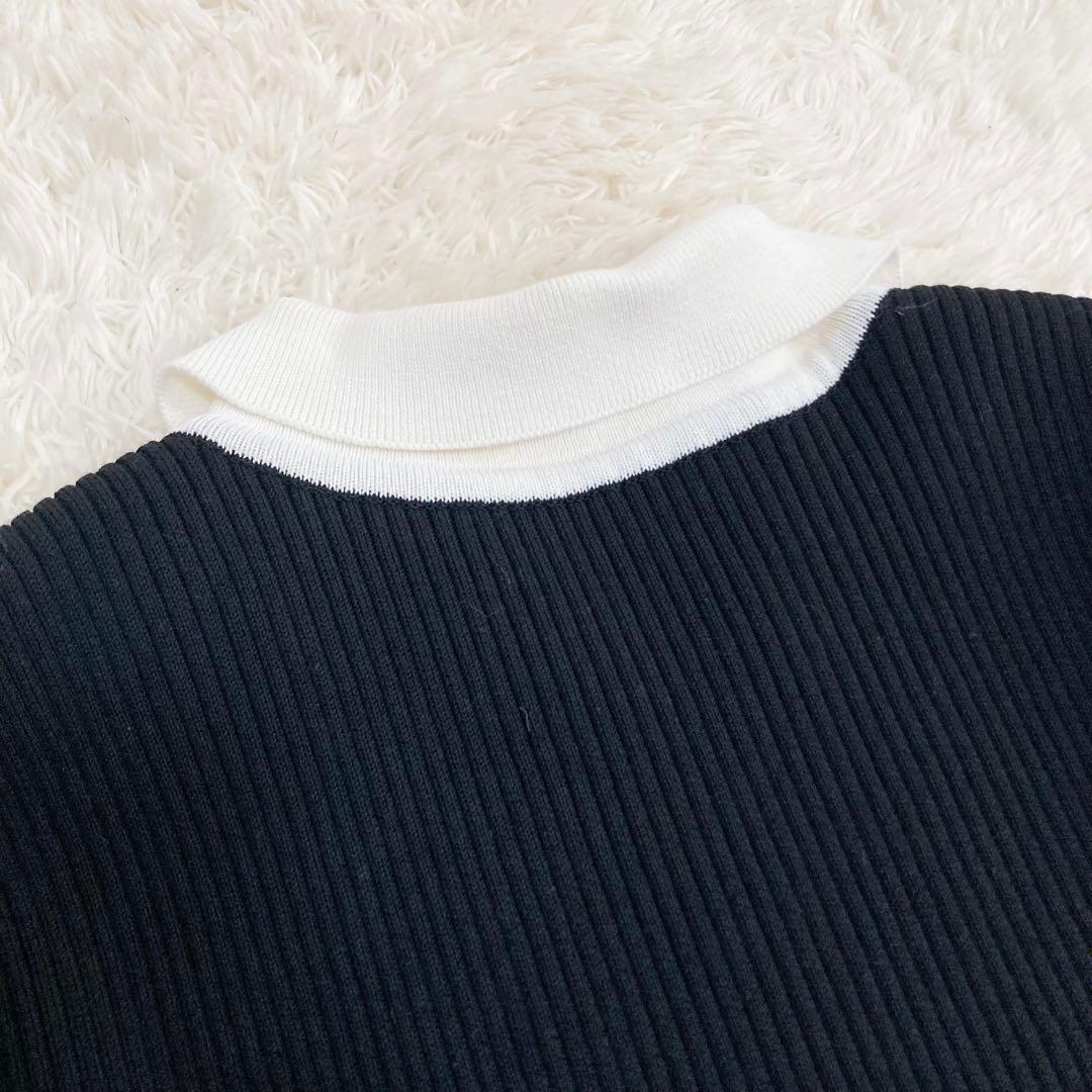 4.1万 24SS エストネーション 襟付きニットワンピース 極美品 黒