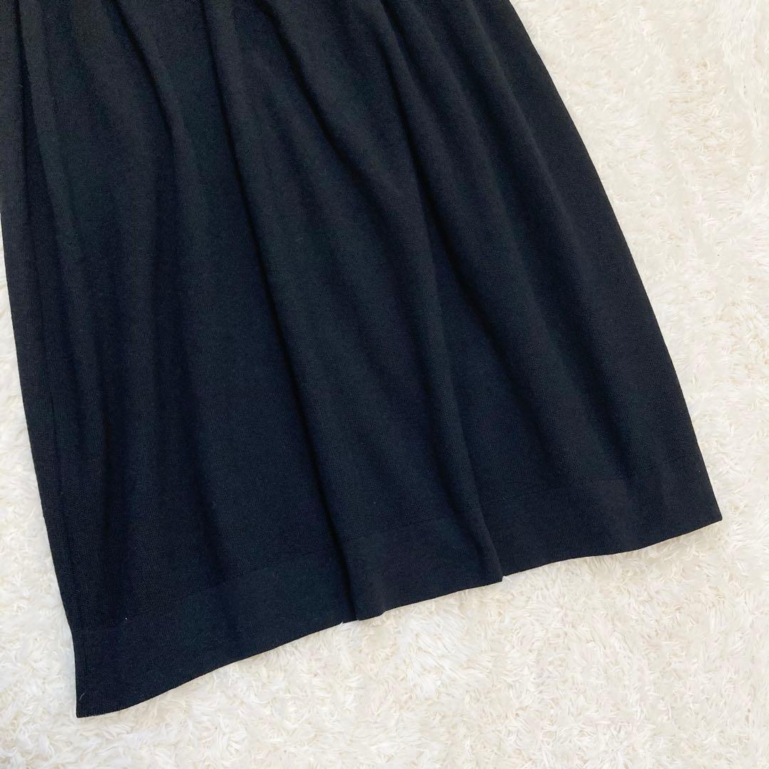 4.1万 24SS エストネーション 襟付きニットワンピース 極美品 黒