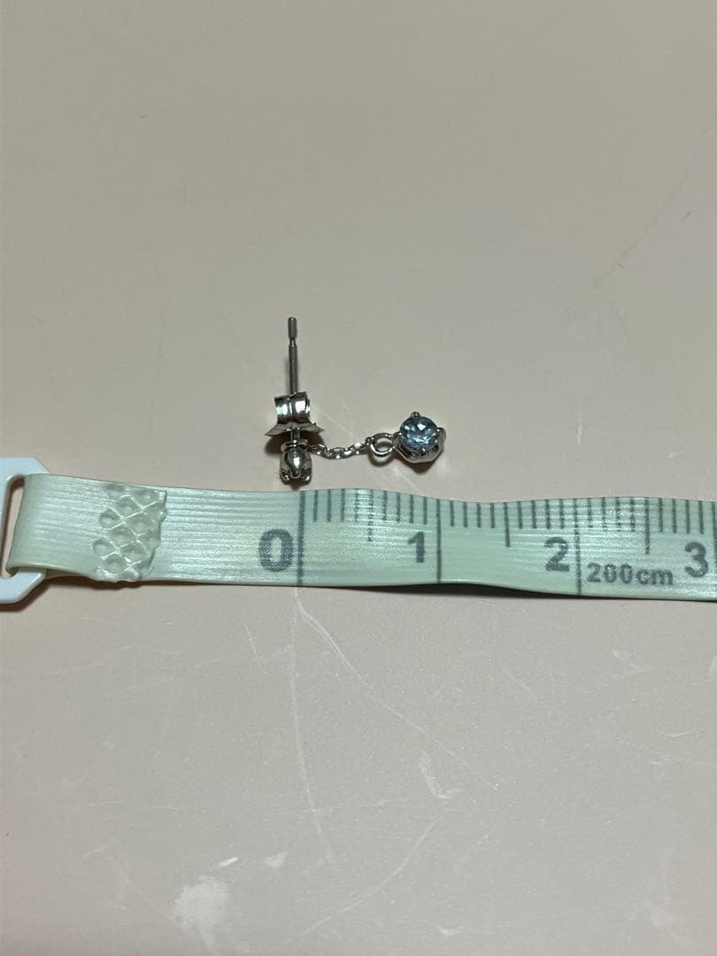 【4℃】K18WGダイヤ、アクアマリンピアス(片耳用)