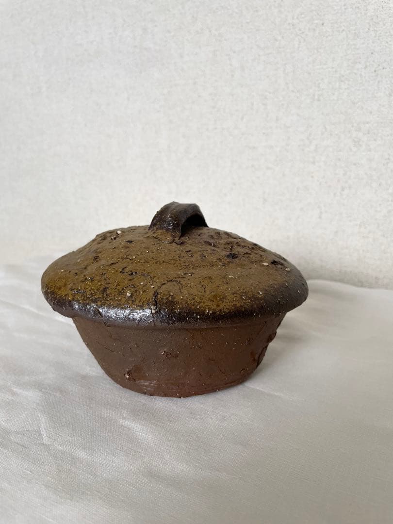 國吉清尚 作　焼締 蓋物