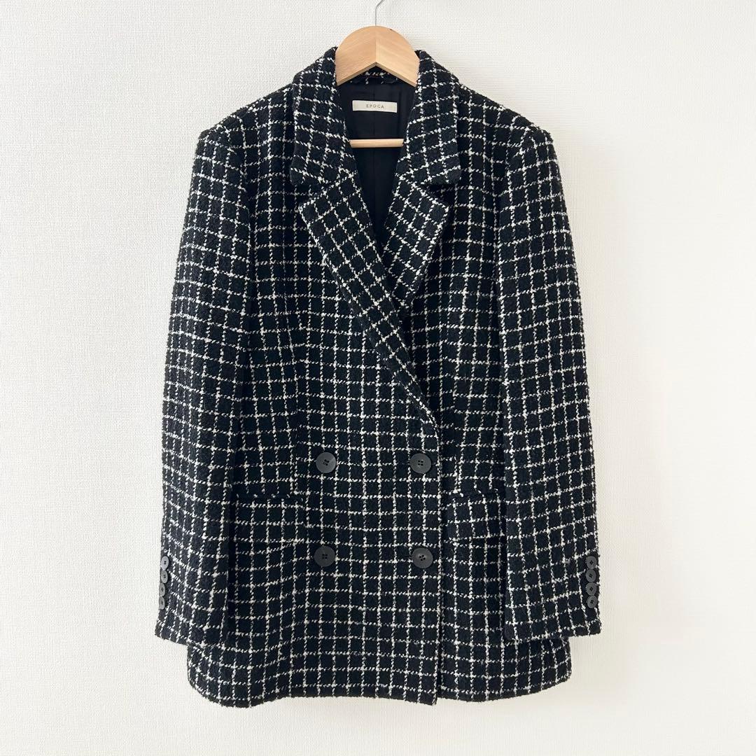 美品✨EPOCA クロスチェック ダブルブレストジャケット ブラック　40