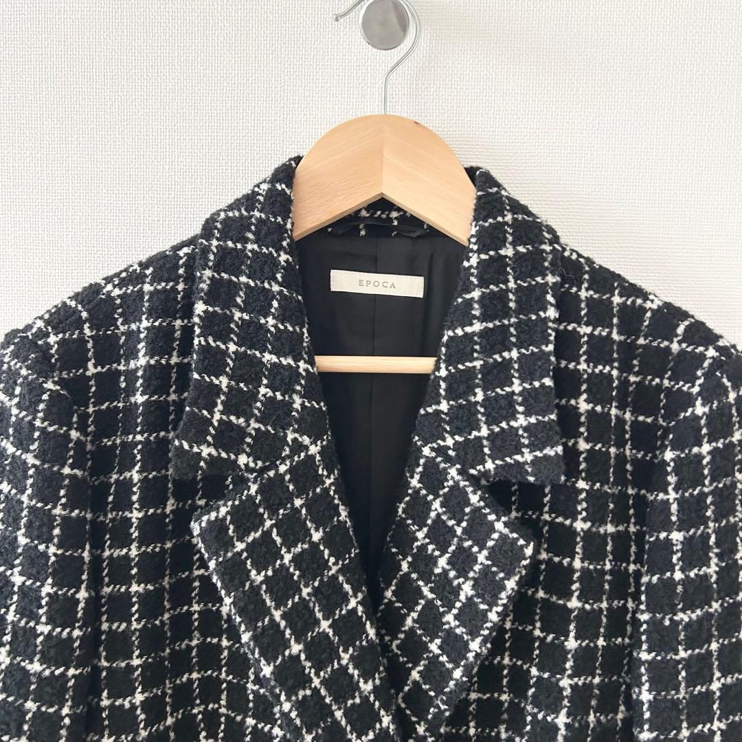 美品✨EPOCA クロスチェック ダブルブレストジャケット ブラック　40