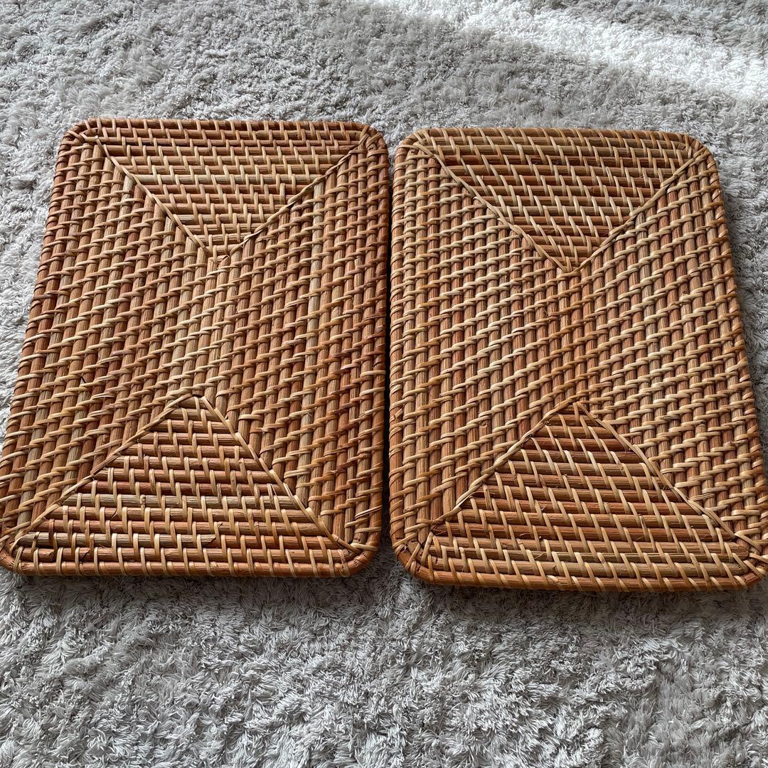 ⭐︎美品⭐︎無印良品　重なるラタン長方形バスケット4こ＋フタ2こ⭐︎内布付き