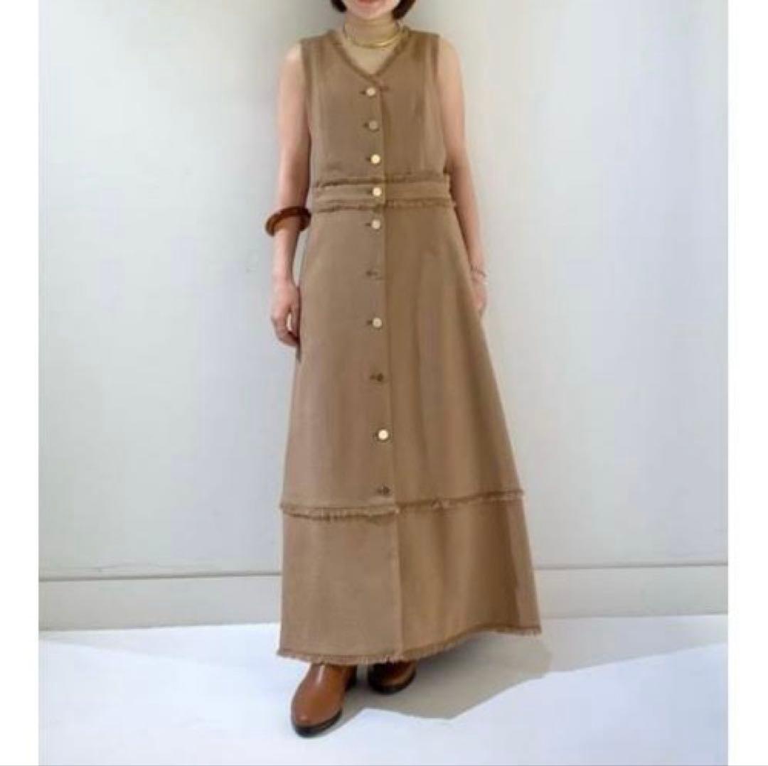 S様【超美品】アルアバイル ノンウールツイードフリンジフレアワンピース M