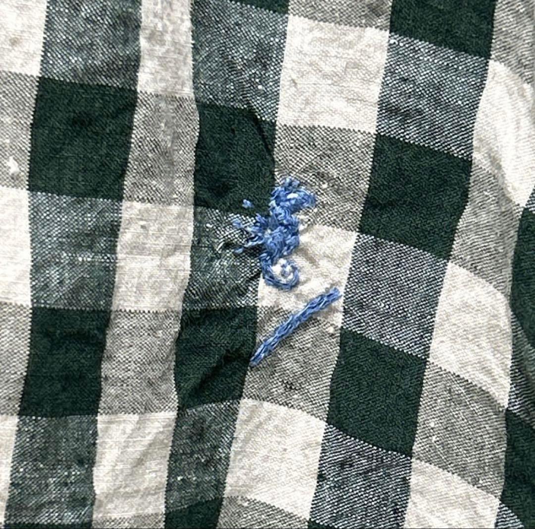 【週末限定価格】 45R リネン、ギンガムの908 8ノットオール、グリーン