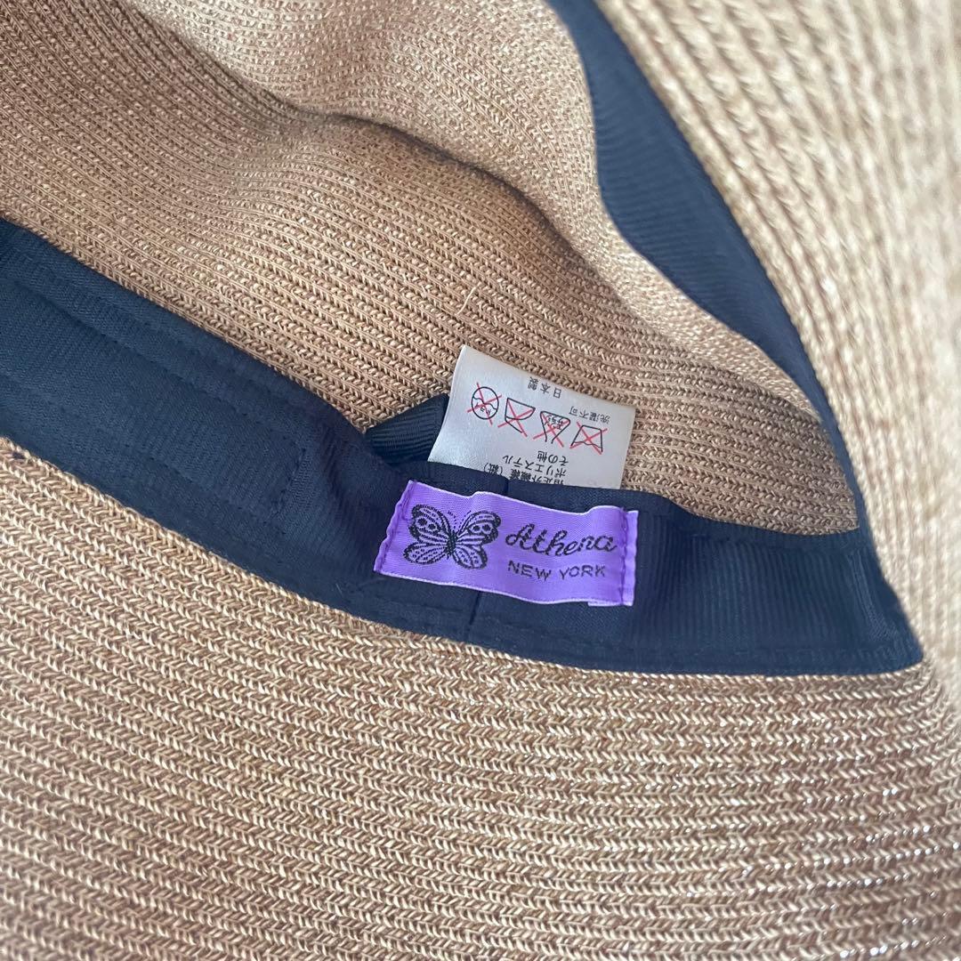 最安値　美品　アシーナニューヨーク　リサコ　ストローハット　黒リボン