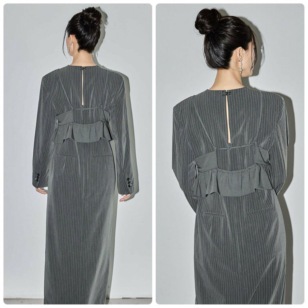 【ANDRESD】大人気完売　ピンストライプテーラードビスチェドレス　セレモニー