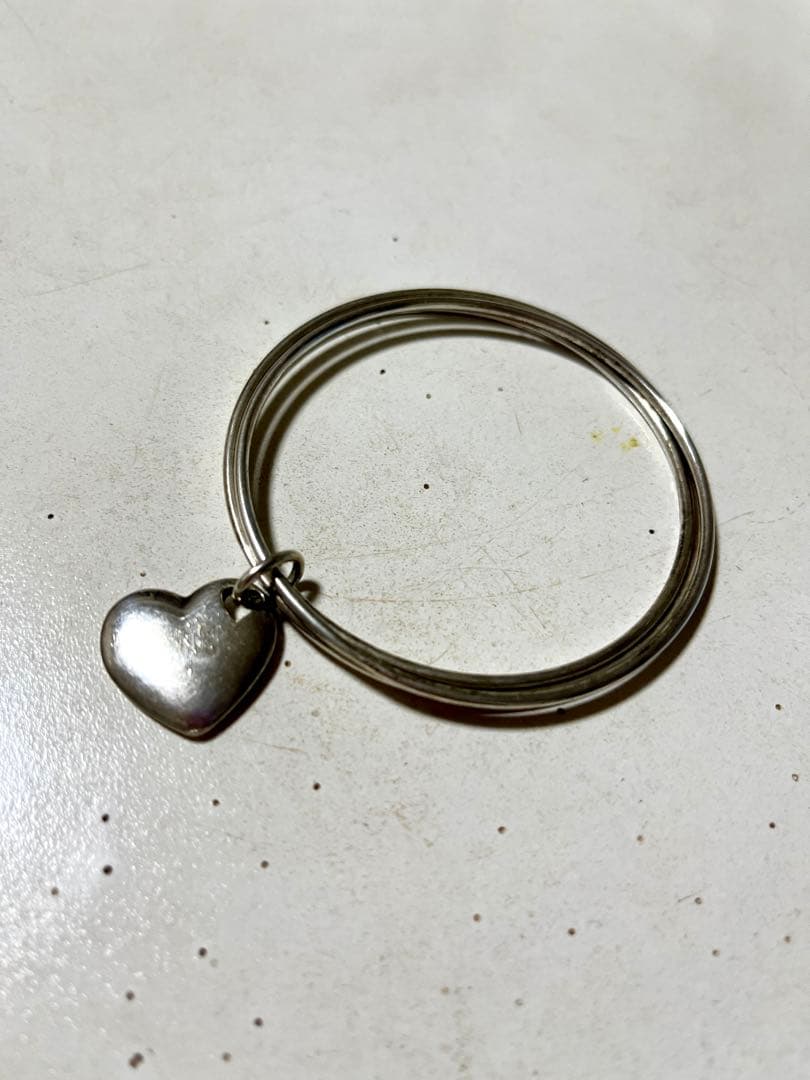 ティファニー　シルバー925 バングル　３連　ハートチャーム