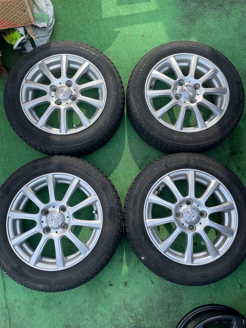 14インチ シルバー 5スポークホイールセット スタッドレス 155/65R14