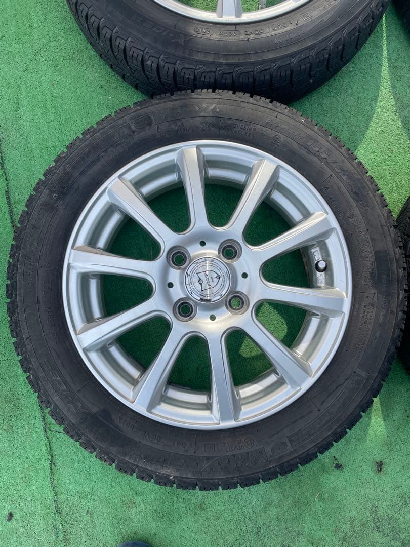 14インチ シルバー 5スポークホイールセット スタッドレス 155/65R14