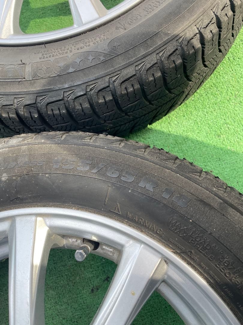 14インチ シルバー 5スポークホイールセット スタッドレス 155/65R14