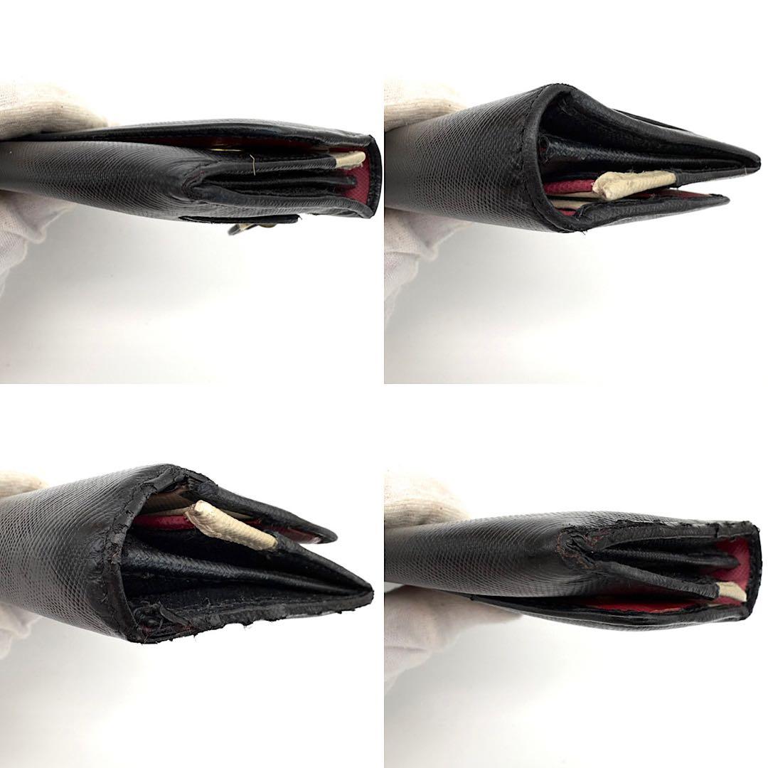 PRADA　サフィアーノレザー　黒　ゴールド　長財布　メタルロゴ　二つ折り