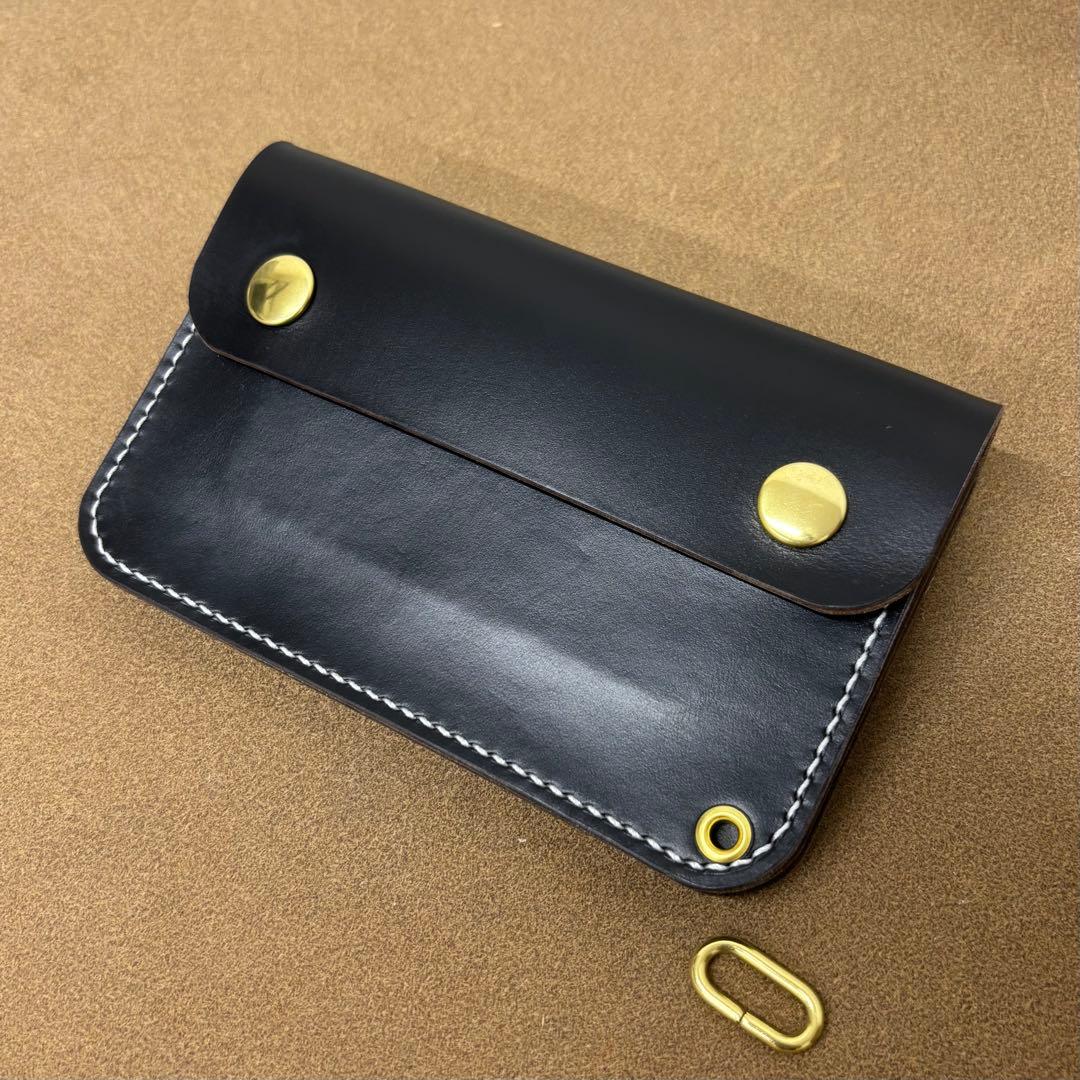 クロムエクセル　トラッカーウォレット　ミドル　黒　茶心　3層　HORWEEN