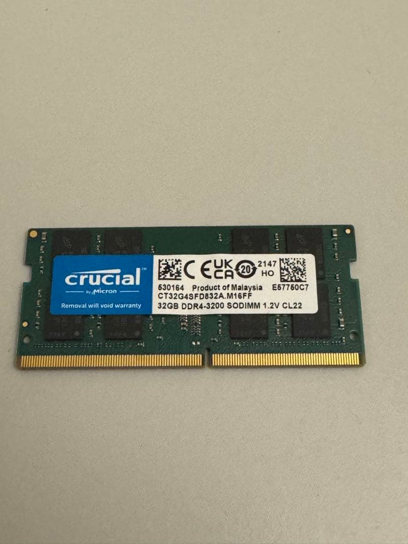 crucial 32GB DDR4-3200 SO-DIMM メモリー