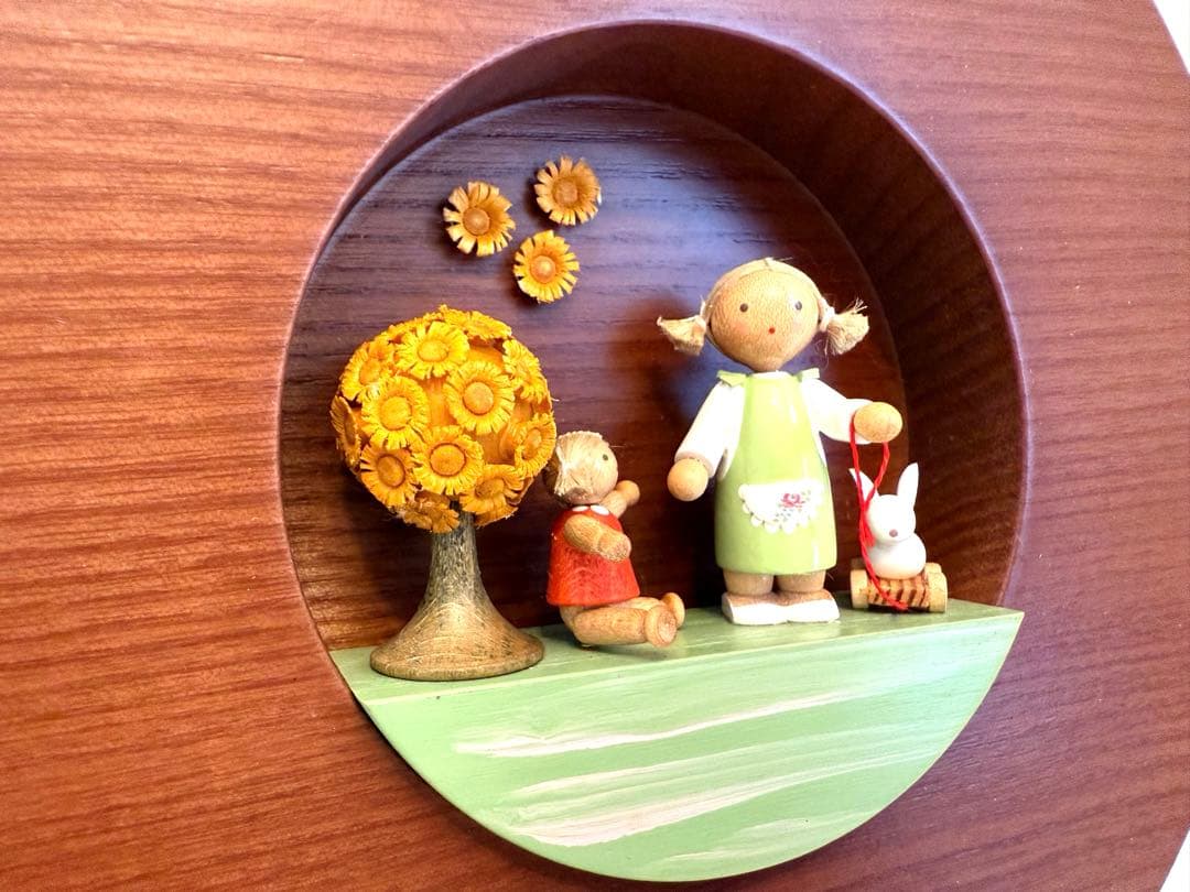 ドイツ　フラーデ　壁掛け　スタンド付き　女の子とおもちゃ　姉妹　うさぎ