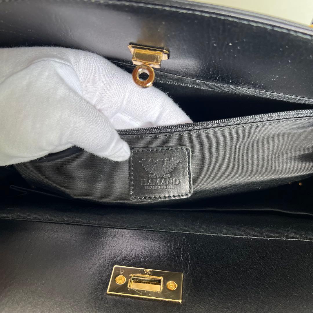 HAMANO 濱野皮革工芸　ハマノ　レザー　バッグ　ブラック　黒　カデナ　A4