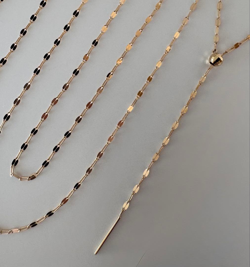 K18YGラリエットロング2wayフリーネックレス全長70㎝