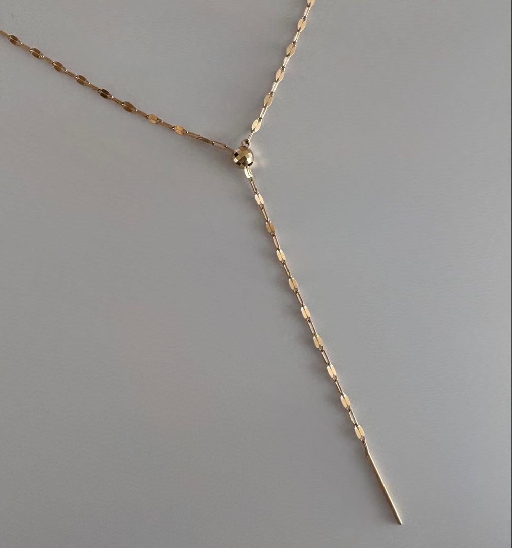 K18YGラリエットロング2wayフリーネックレス全長70㎝