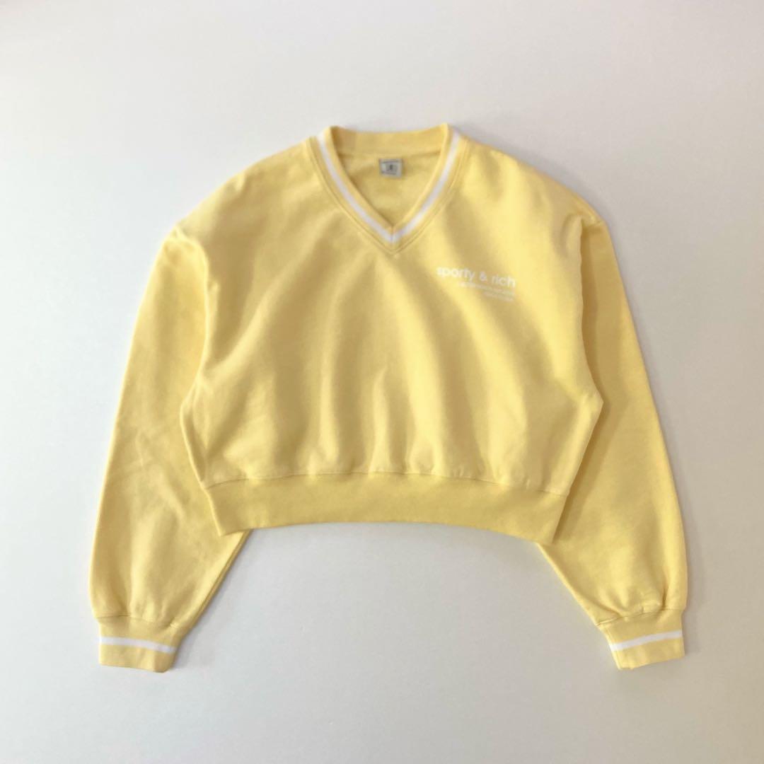 【タグ付き未使用】 Sporty&Rich クロップドスウェット Vネック