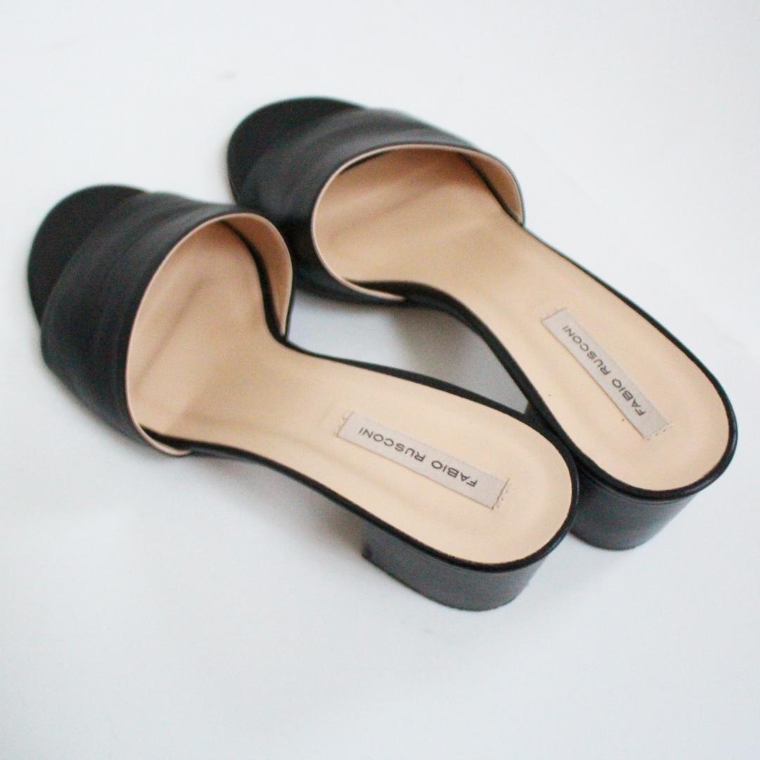 ファビオルスコーニ レザーミュールサンダル 黒39/24.5ｃｍ