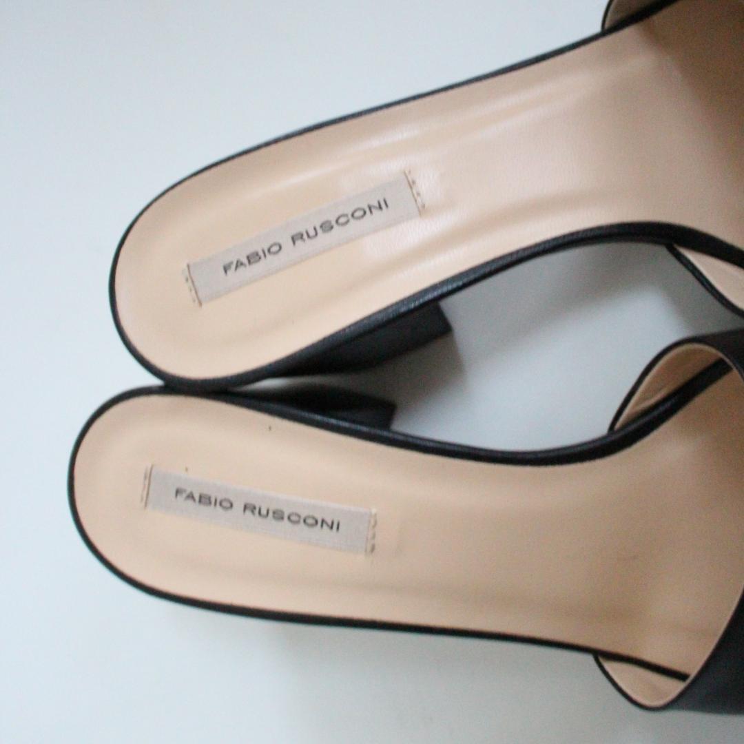 ファビオルスコーニ レザーミュールサンダル 黒39/24.5ｃｍ