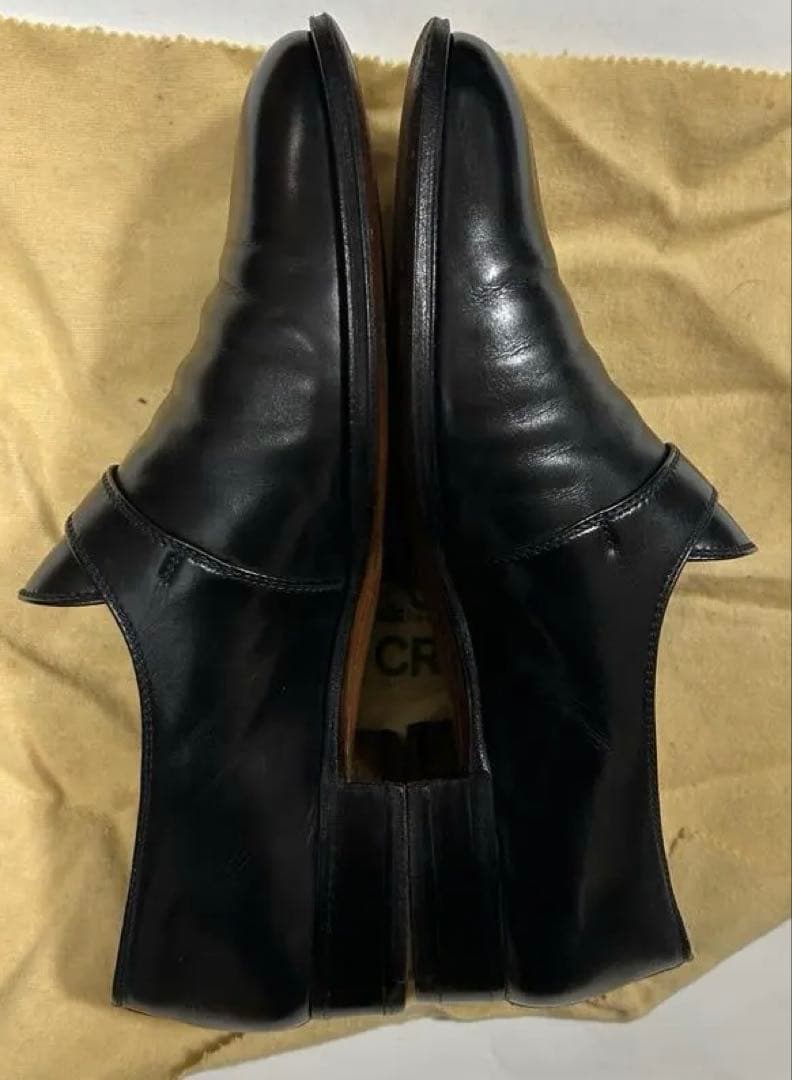 タニノクリスチー 黒カーフモンクストラップ紳士靴、サイズ６1/2