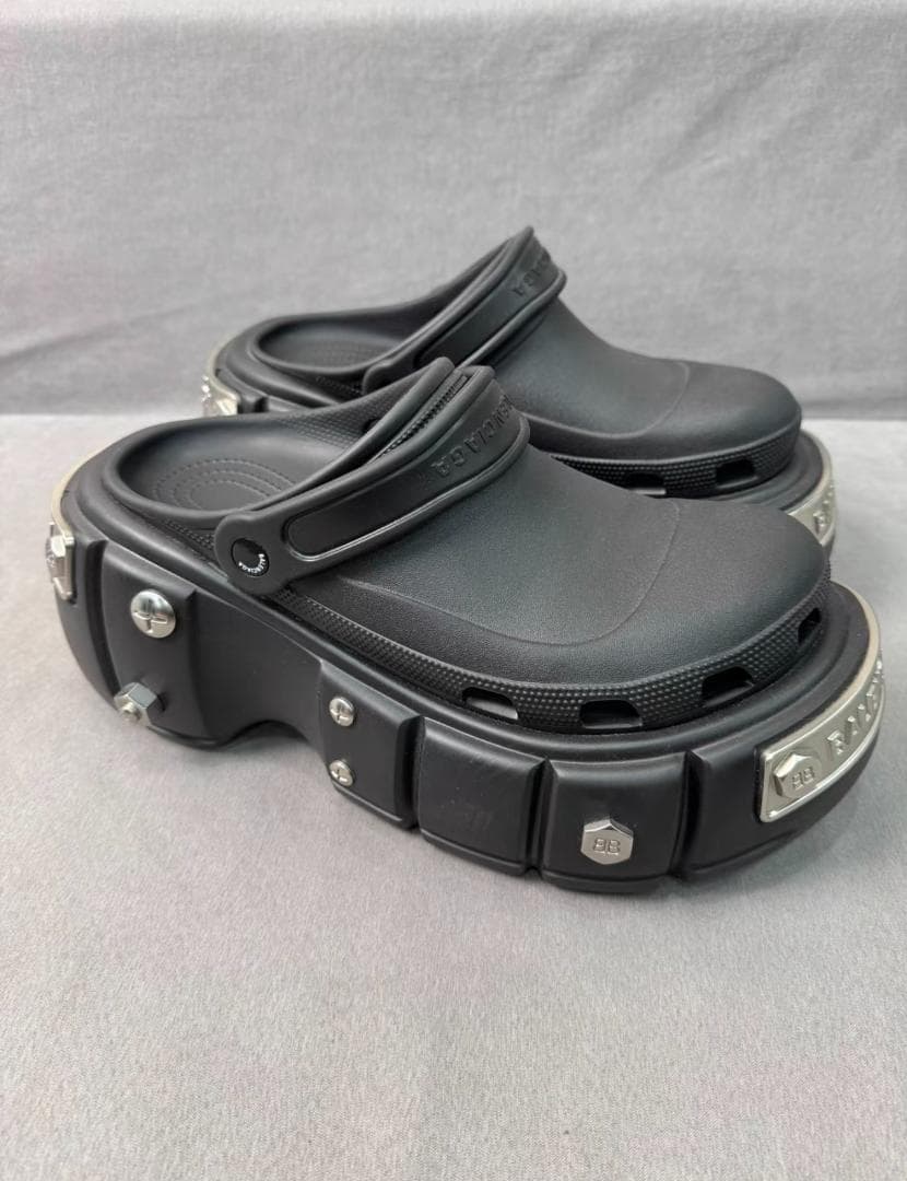 厚底ブラッククロッグサンダル ストリート系 箱付き サイズ42