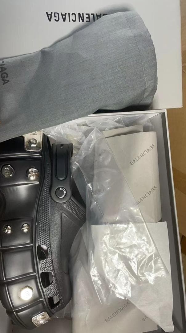 厚底ブラッククロッグサンダル ストリート系 箱付き サイズ42