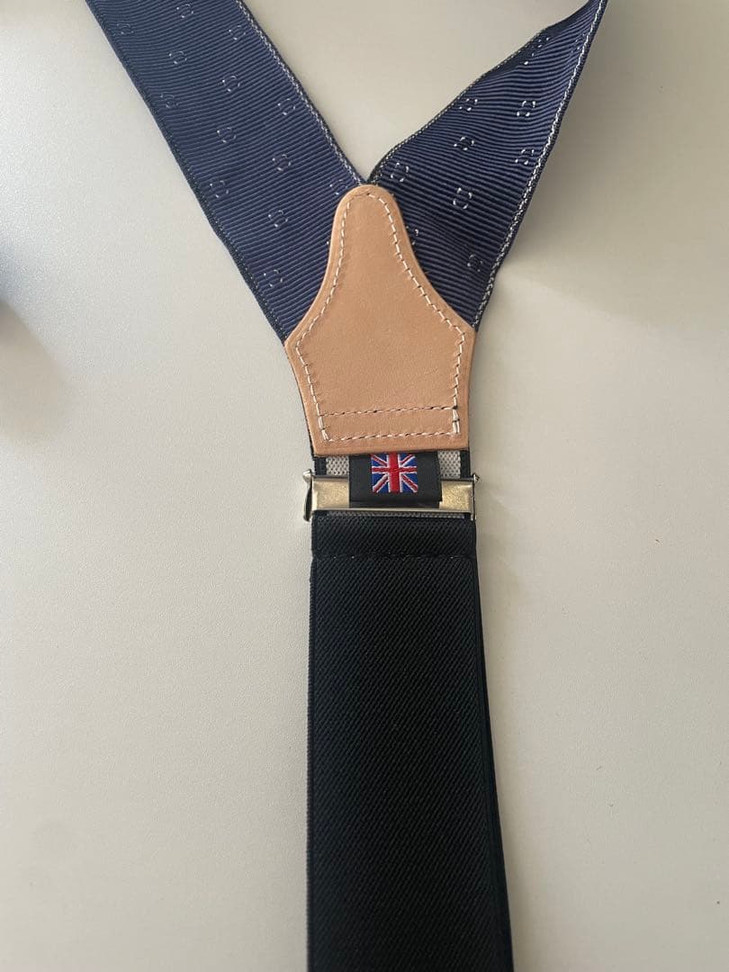  THURSTON ネイビー ドット サスペンダー