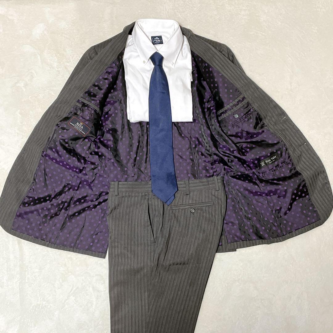 aab　スーツ　セットアップ　レダ　オーダーメイド　 グレー　ヘリンボー紫