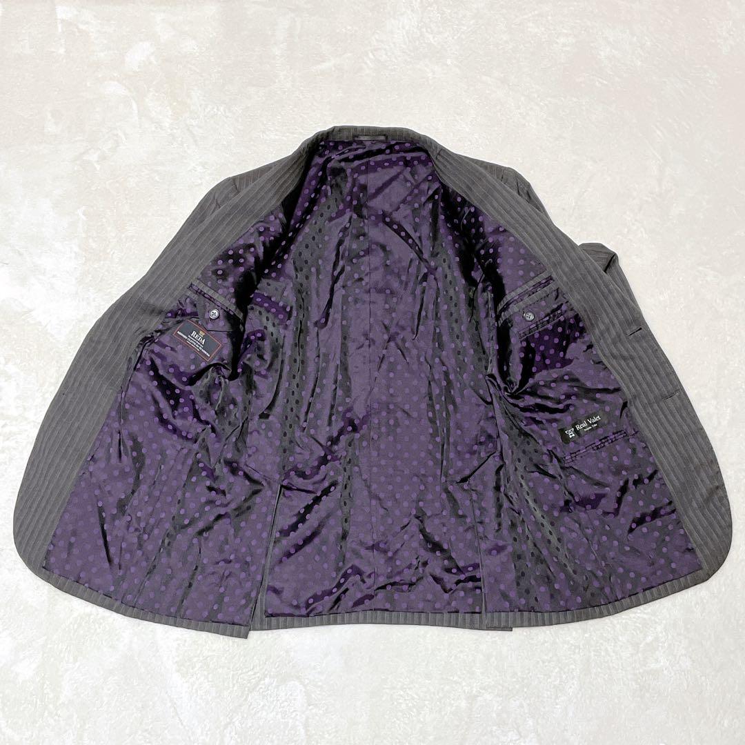 aab　スーツ　セットアップ　レダ　オーダーメイド　 グレー　ヘリンボー紫